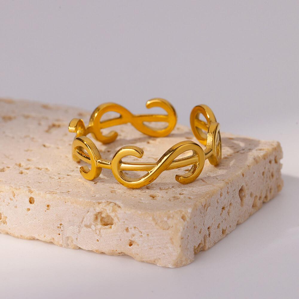 Stainless Steel Hollowed Rings Gold Color Open Finger Ring for Women Aesthetic Jewelry Accessories Birthday Gifts Anillos Mujer