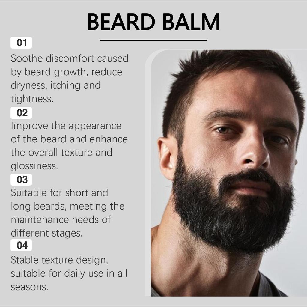 East Moon Men's Shea Butter Beard Balm Moisturizing Smoothing Beard Growth Wax Mustache Cream Facial Hair Care Reduce Frizz