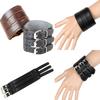 Punk Styles Adjustable Leather Cuff Bracelet For Men Sturdy Wide Wristband Fashion Accessory