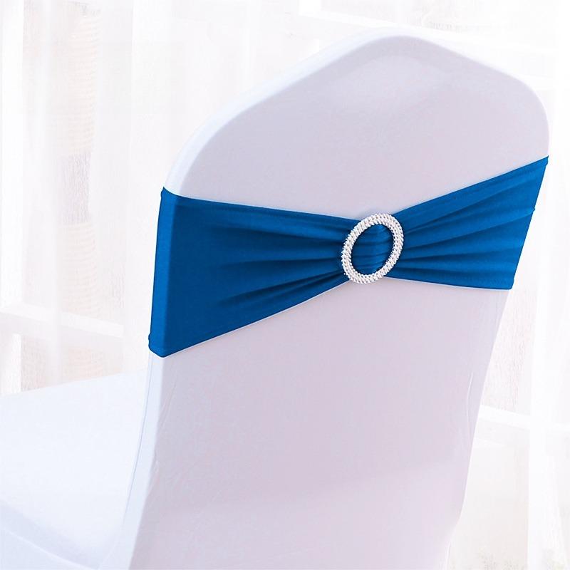 Wedding Decoration Birthday Party Chair Cover Elastic Hoop Bow Tie Elastic Fabric with Circular Buckle Suitable for All Banquet Chairs in The Hotel