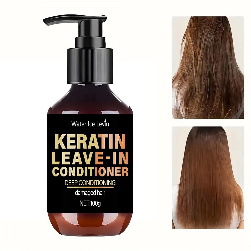 Keratin Leave-In Conditioner with Biotin & Collagen - Repairs Damaged Hair for Deep Moisture, Softness & Shine, Hair Treatment Less