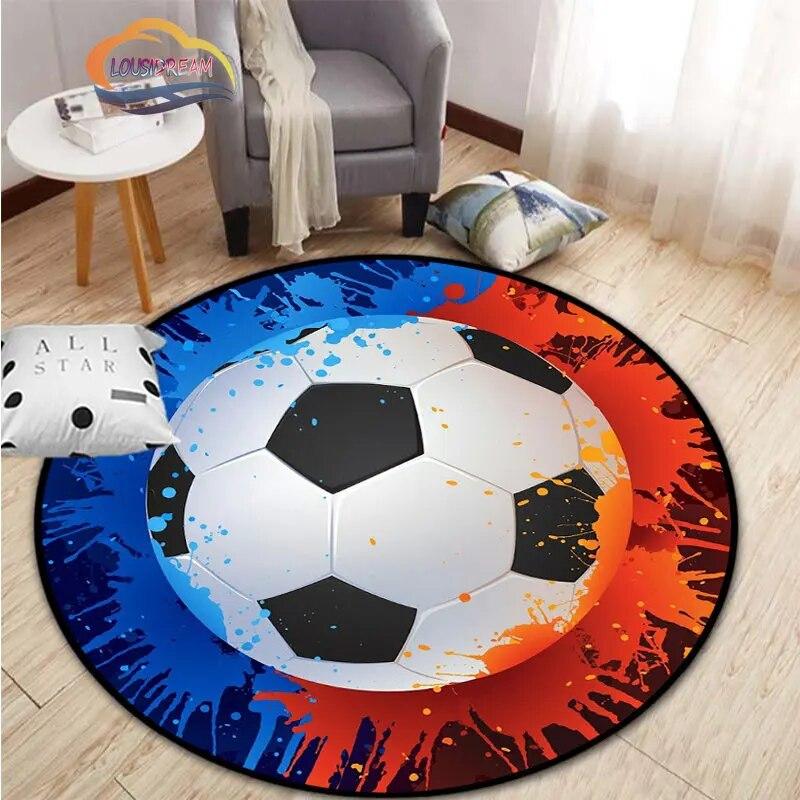 Εικόνες ποδοσφαίρου χαλί κινουμένων σχεδίων ποδοσφαίρου διακόσμηση σαλονιού στρογγυλή καρέκλα κρεβατιού χαλάκι σπίτι πόρτα εισόδου παιδιά