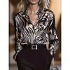 Women Spring Satin Zebra Print Long Sleeve Shirt Elegant Luxury Casual Blouse