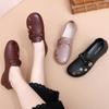 Soft-soled Shoes Single Shoes New Middle-aged and Old Women's Shoes Comfortable Middle-aged Non-slip Flat Spring and Autumn Leather Shoes