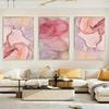 3 Stück Moderne Abstrakte Rosa Marmor Leinwand Wandkunst Wohnzimmer Dekoration - Luxuriöse Poster Und Drucke - Auffällige Wohnkultur