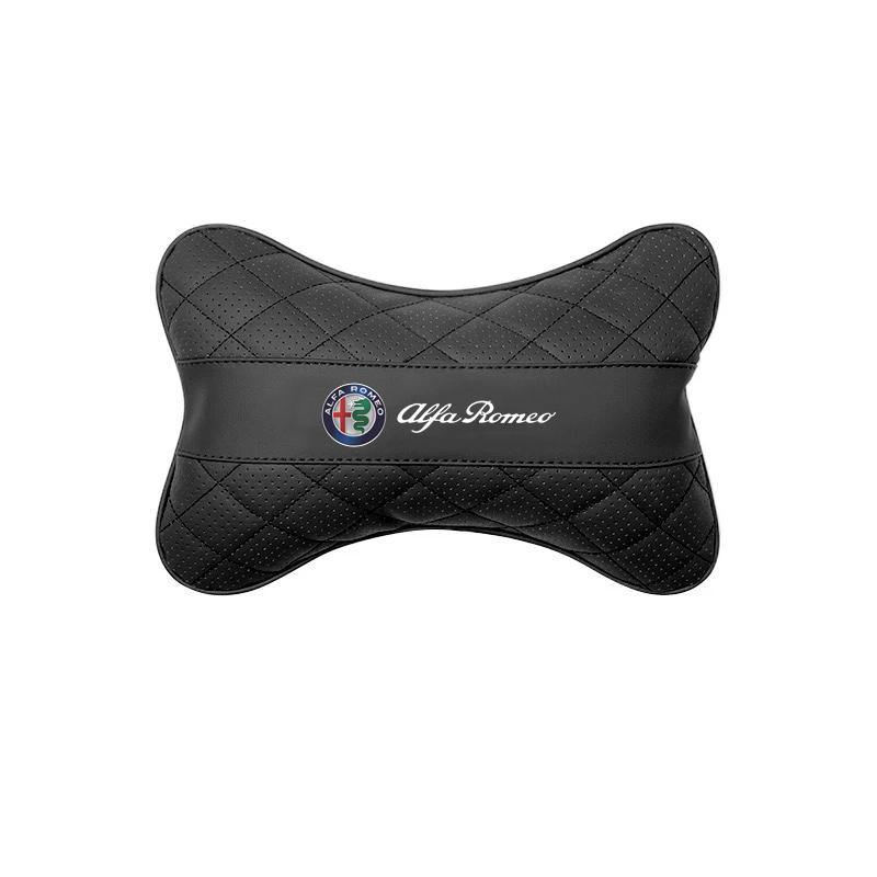 Car Headrest Cover Car Stickers Auto Seat Cover Head Neck Rest Pillow For Alfa Romeo Giulia Giulietta Tonale MITO Stelvio Brera mno522