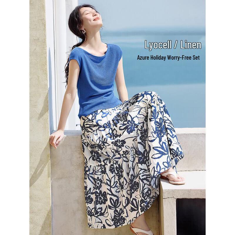 XWI Women s French Resort Print Knit Skirt Set XL