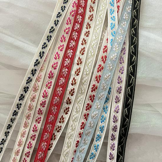 1.3cm Ethnic Floral Jacquard Ribbon for Hat/Clothing Decor, Home Textile Embroidery, DIY Accessories