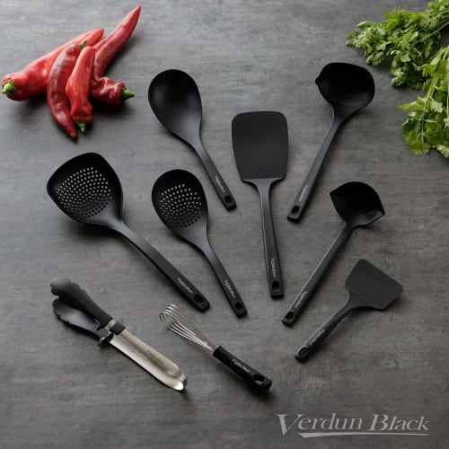 [.co.jp Exclusive] Shimomura Kogyo Antibacterial, Made in Japan, Verdun Black Nylon Egg Frying Turner, Dishwasher Safe, VB-207, Made in Tsubame-Sanjo,