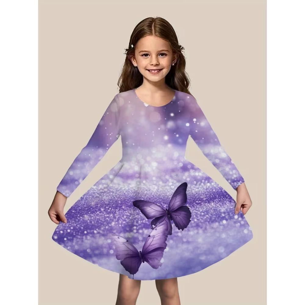 Girls' 3D Snowman Dress Long Sleeve Summer Spring Vacation Daily Holiday Princess Beautiful Sweet Kids 4-12 Years Casual Dress A Line Dress