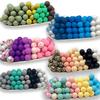 50PCS 15mm Silicone Solid Colored Floral Pattern Circular Scattered Beads, Suitable for DIY Jewelry Making, Bracelets, Necklaces