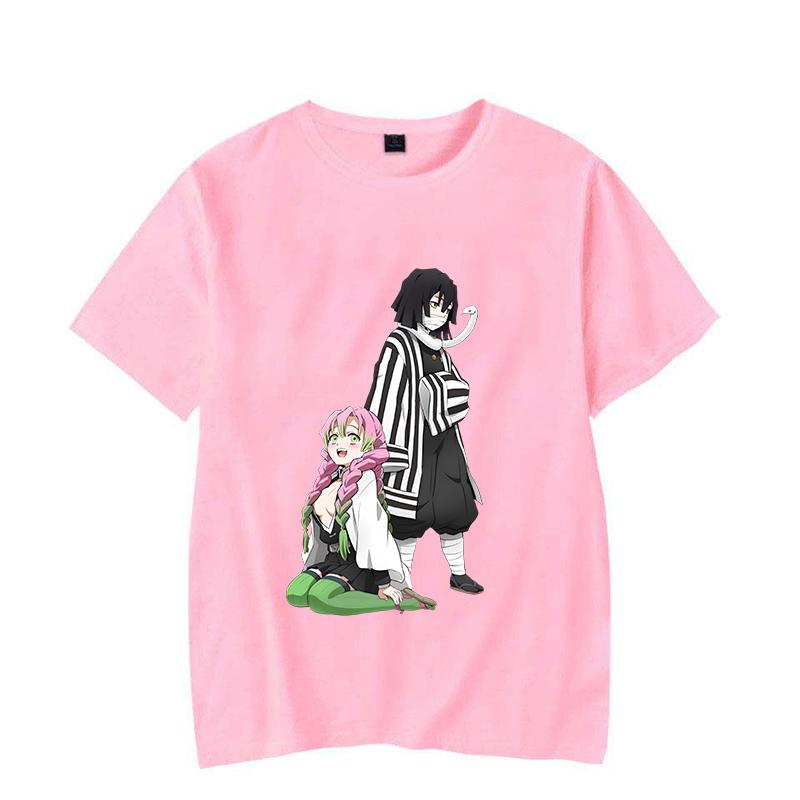 New Funny Couple Cartoon Kanroji Mitsuri Iguro Obanai Printed Shirt Women's Men's Casual Personality Summer Cute Anime T-shirt