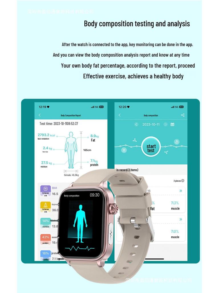 ET570 Bluetooth Smartwatch 2024: ECG, Body Temp, Heart Rate, Blood Pressure, Multi-Sport Features