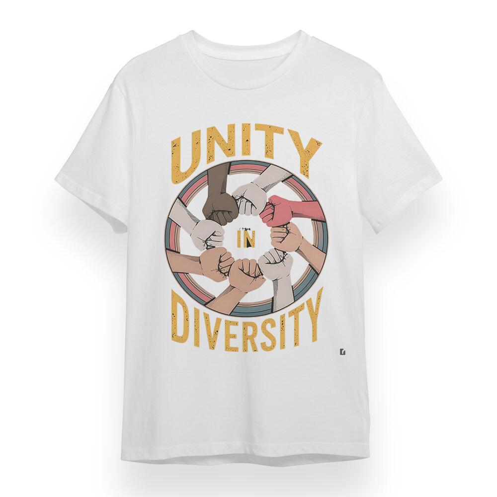 

Men s Plus Size T-shirt With Unity in Diversity Unisex White 100% Cotton Tee USA L
