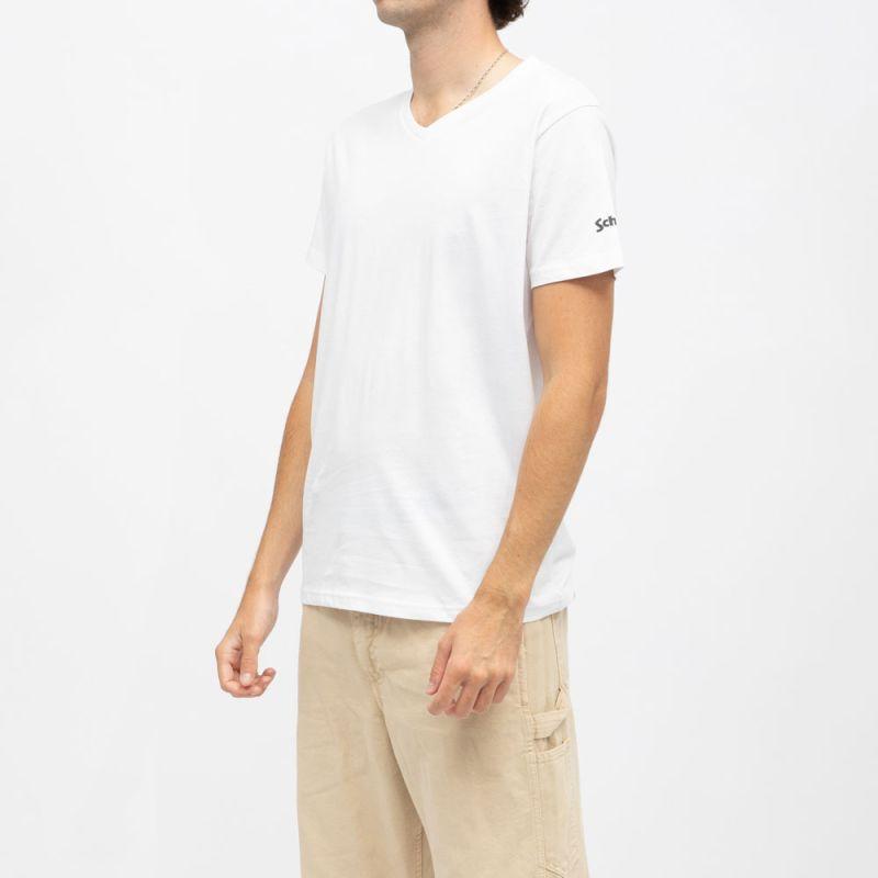 Tee shirt coton col v basique uni Homme SCHOTT