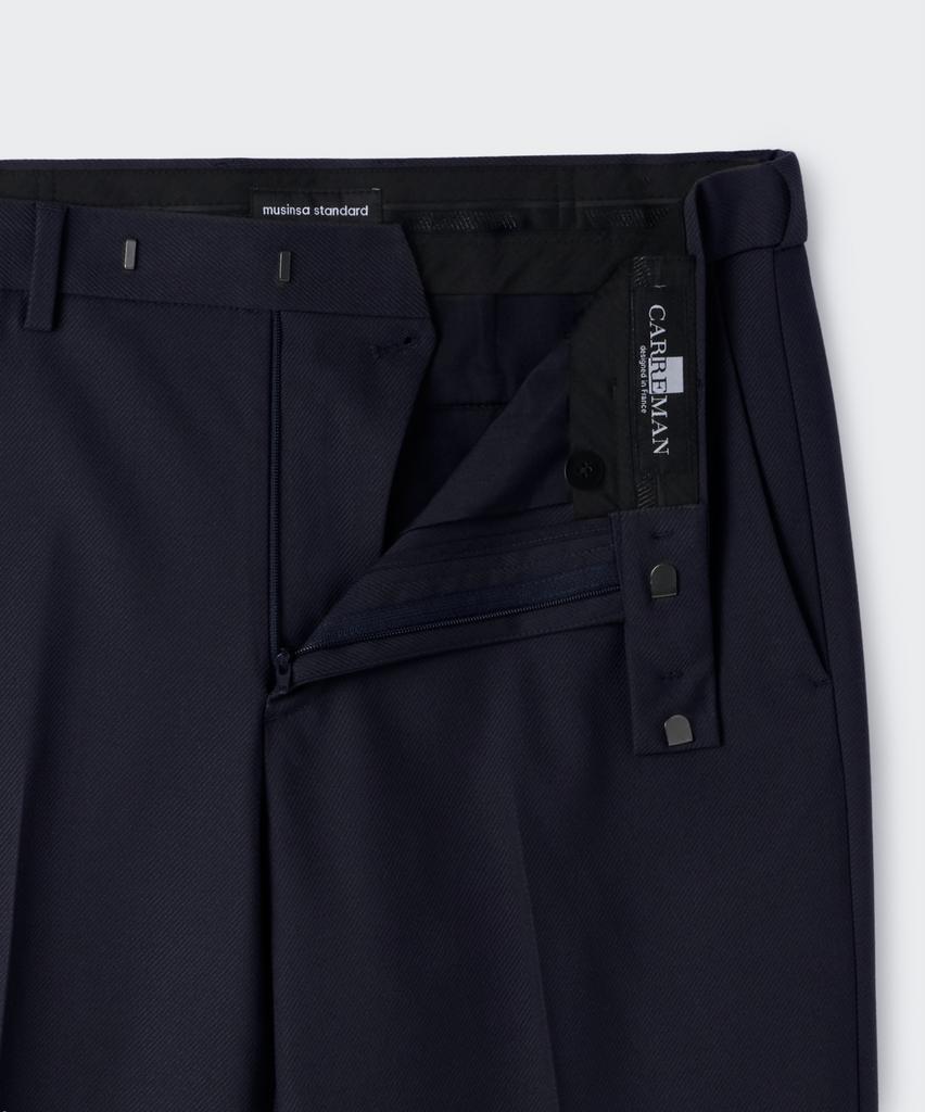 MUSINSA STANDARD Whipcord Straight Hidden Banding Slacks [Navy]