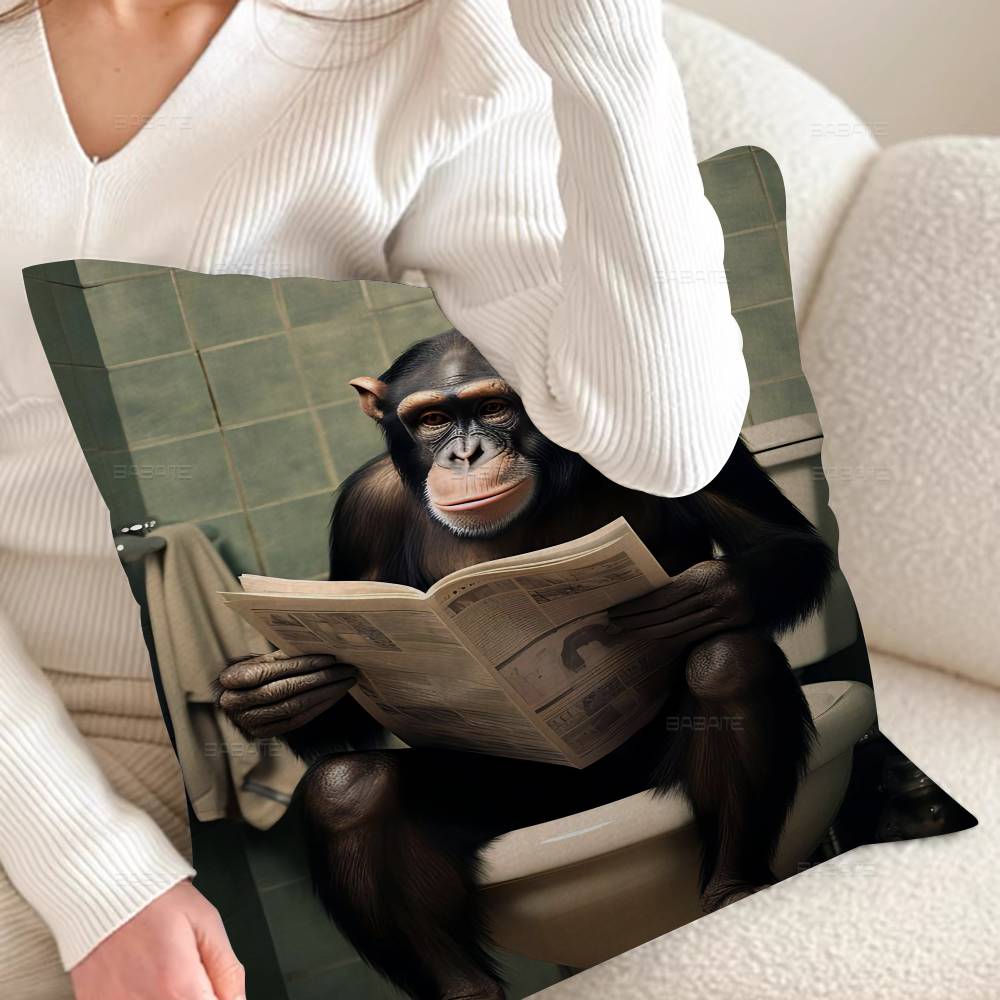 Funny Toilet Animals Pillow Covers Cartoon Sofa Decorative Home Double-sided Printing Short Plush Cute Cushion Cover