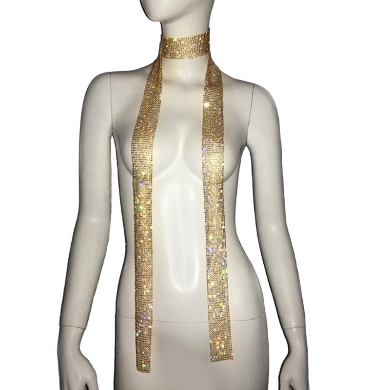 

Women Glitter Sparkle-Metal Sequins Neck Tie Scarf Party Evening Long Thin Skinny Tie Shawls Neckerchief Necklace-Decor