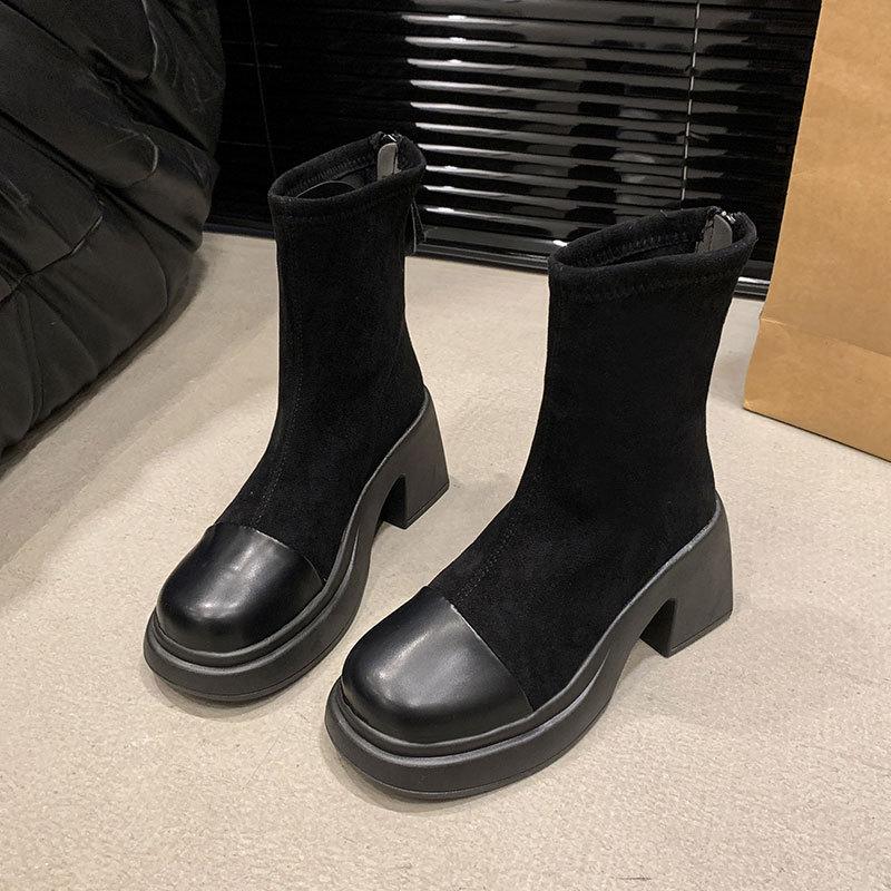 Super Hot Internet Celebrity Explosion Martin Boots Women's Autumn 2025 New Brown Thick Heel Thin Short Boots Women