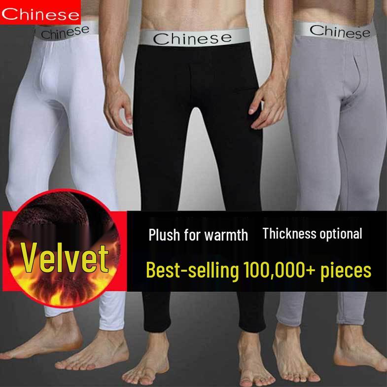 Herren Übergröße Thermofleecegefütterte Wollleggings für den Winter - Enganliegend, Verdickt und Warm