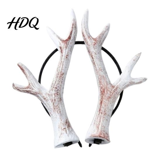 Einzigartiges Halloween-Kopfschmuck für Fotos Hirschgeweih-Haarband, Realistisches Wald-Cosplay-Kostüm, Gothic-Party-Kostüm-Haarband Stil Elastisches Haarband,