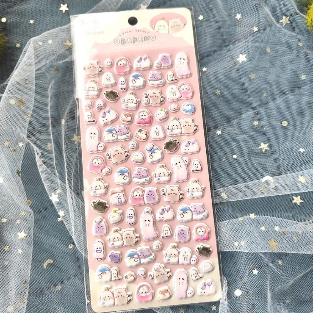 Słodkie naklejki 3D z duchami (4 części) Naklejki Dekoracyjne z Kreskówkami dla Dzieci do Rękodzieła i Ozdoby Telefonu Sklep BulingBulingStickers
