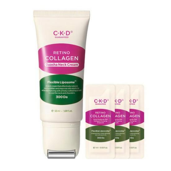 CKD Retino Collagen Low Molecular 300 Neck Wrinkle Gua Sha Cream Set + Collagen Ampoule (50ml + 1ml x 3pcs)
