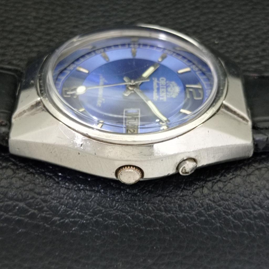 AUTOMATIC VINTAGE ORIENT 46941 JAPAN MENS BLUE COLOR DIAL WATCH a500739-5 R154-a500739