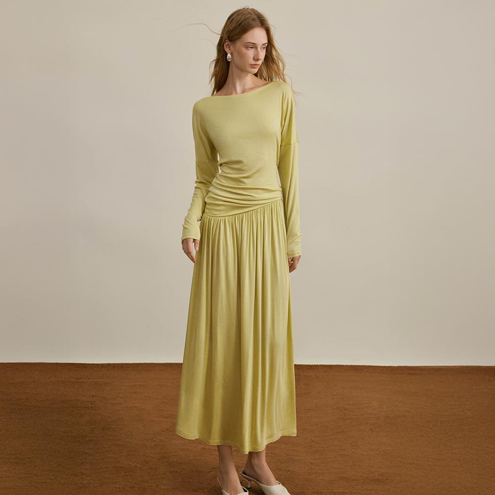 Waiwaiaiem Yy_Knit Slanted Shoulder Dress