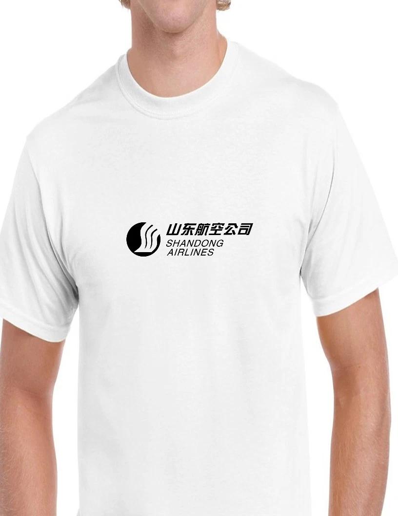 Shandong Airlines Black Logo Chinese Aviation Cotton White T-Shirt XL