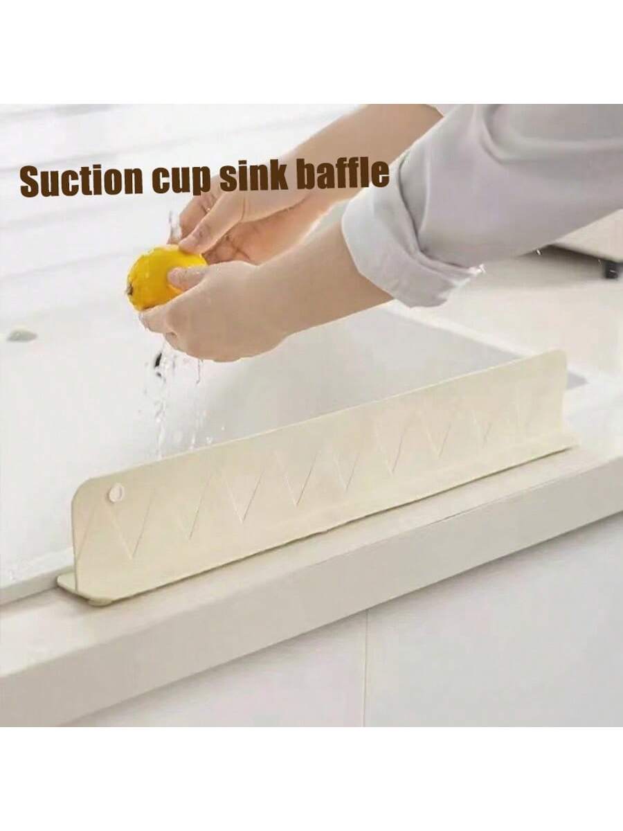 

1pc extended sink water stop strip, silicone suction cup, water blocking plate, bathroom sink, splash proof device