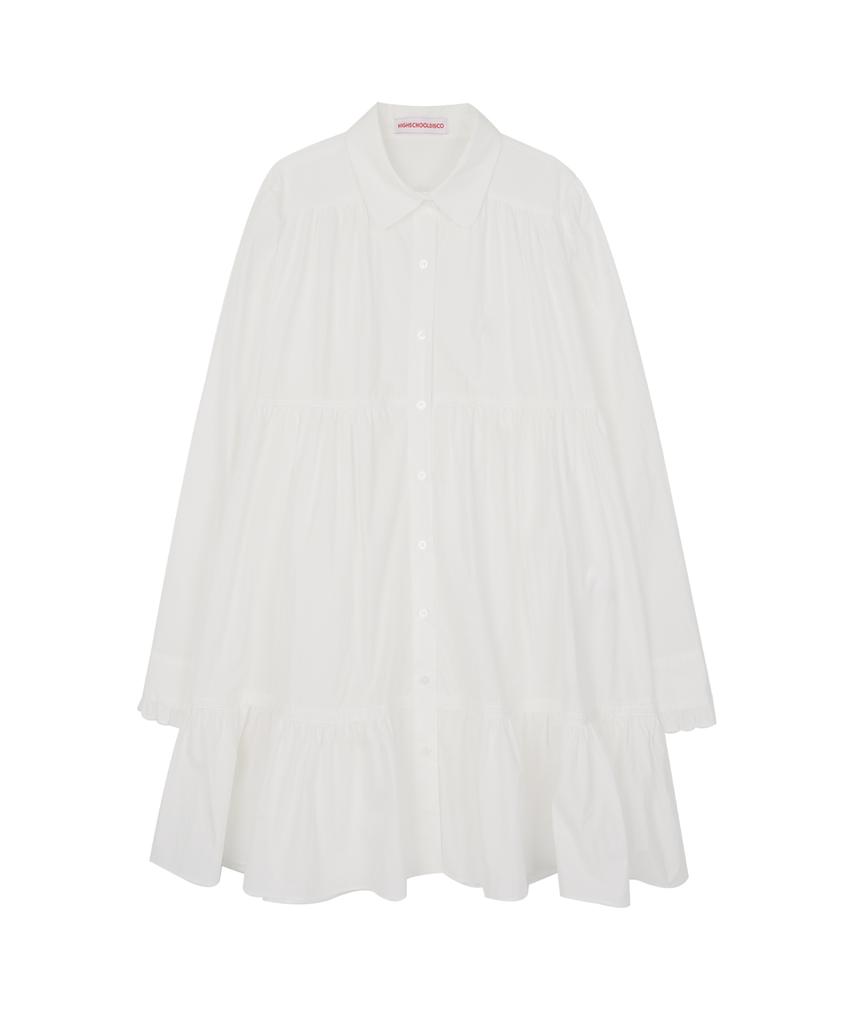 High School Disco Shirred Shirt Dress
