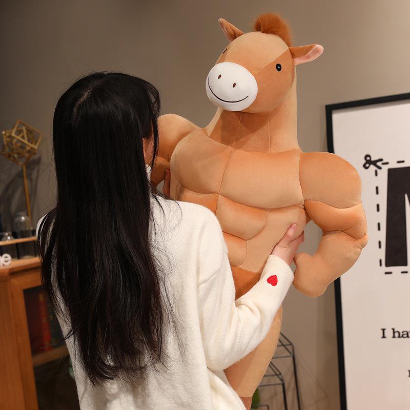Year of the Horse Muscle Plush Toy - Fun Hug Pillow and Gift for Boyfriend or Girlfriend