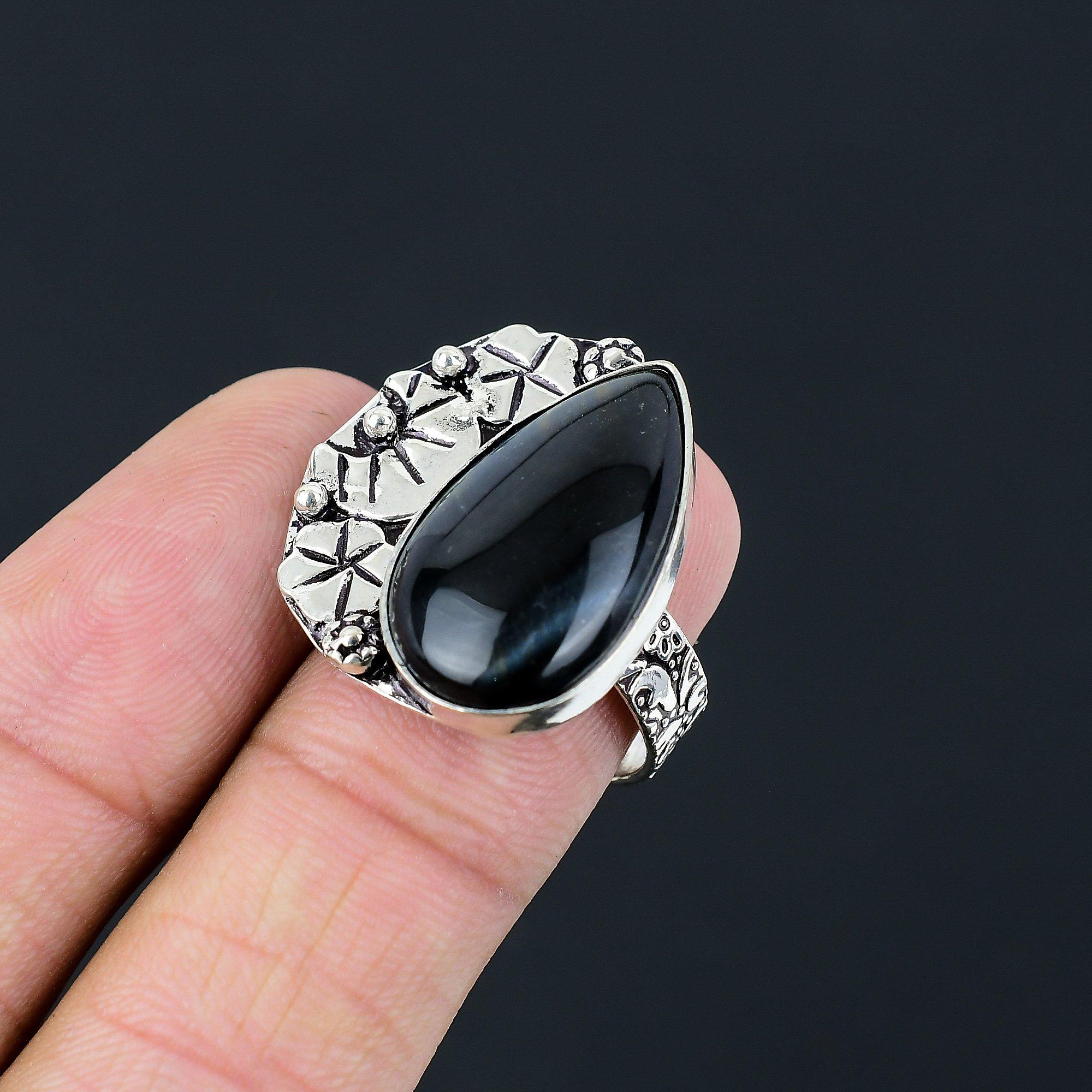 Pear Nellite Stone 925 Silver Daughter Engagement Promise Statement Ring Size 8 8