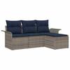 Garden Sofa Set with Cushions 4 Pcs Grey Poly Rattan