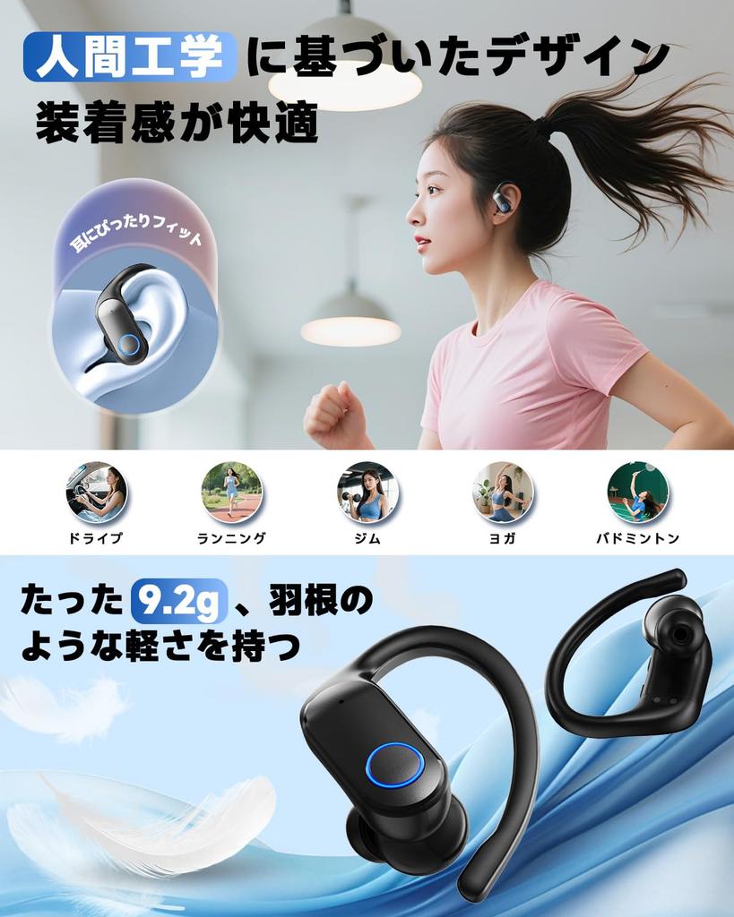 Bluetooth Open-Ear Wireless EarbudsEar Cuff Clip Earbuds with 6 Silicone Microphones, 80 Hours of Music Playback, 2025 Bluetooth 5.4, IPX7 Waterproof