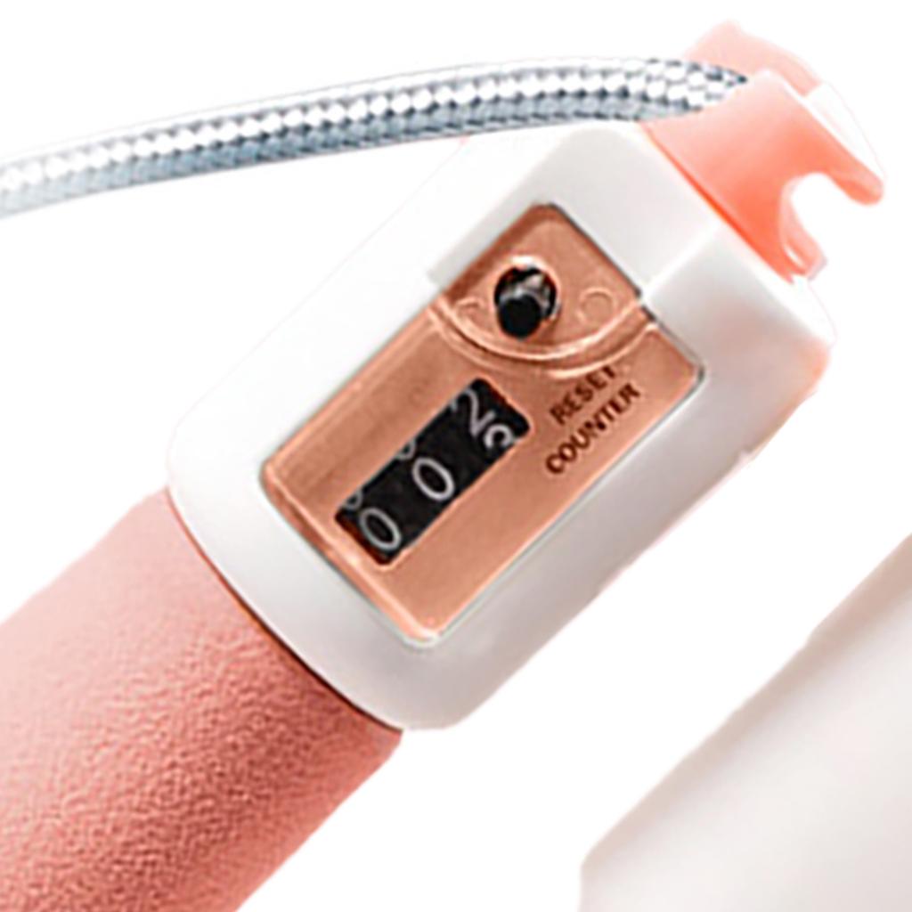 Jump Rope with Counter Adjustable Skipping Rope Rapid Speed Jumping Rope Cable for Tests and Competitions Pink