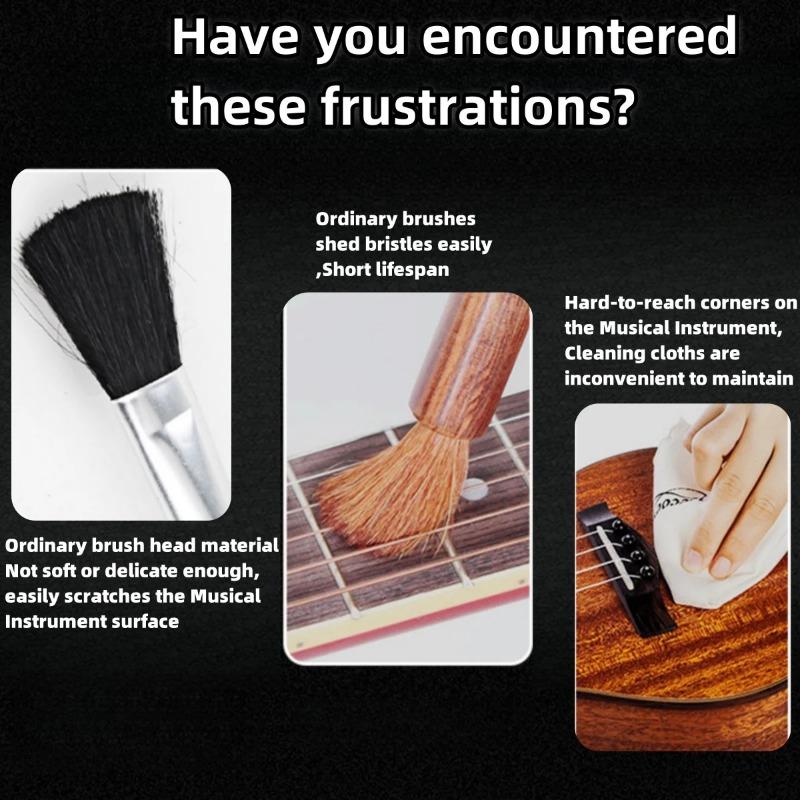 Double Head Guitar Cleaning Brush Dust Removal Tool for Guitar Maintenance String Instrument Care Cleaner Accessory for Bass