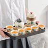 Retro glaze color travel tea set Ru kiln ancient rhyme pot set portable car express outdoor kung fu teapot