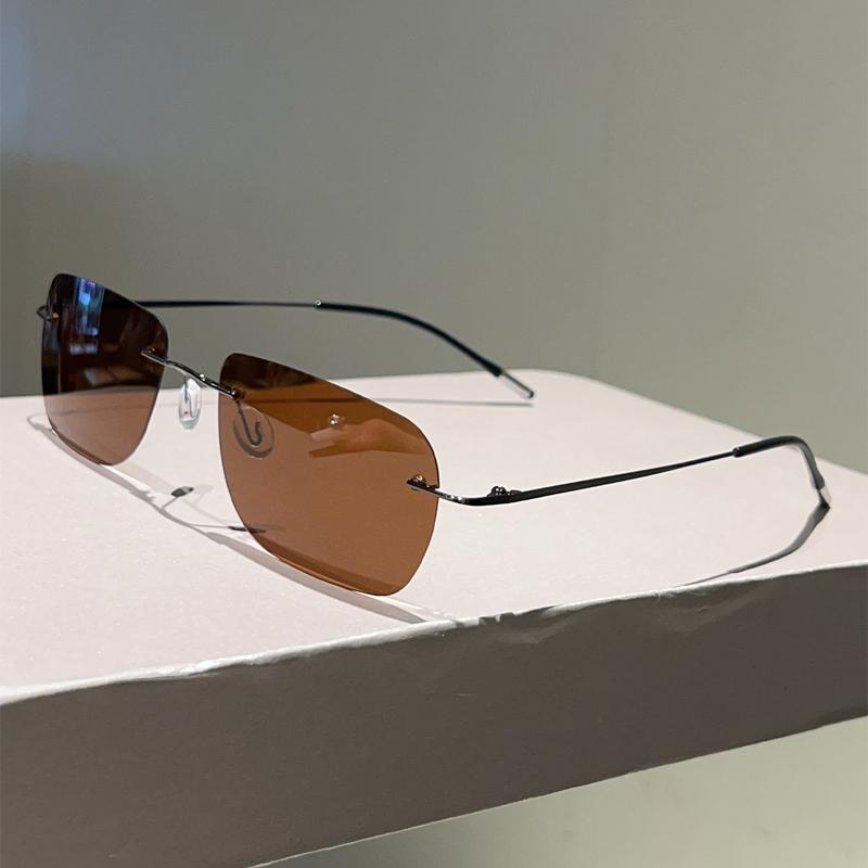 Vintage Rimless Sunglasses Men Fashion  New Outdoor Dark Shades Women Trendy Luxury Brand Design Decor Sun Glasses