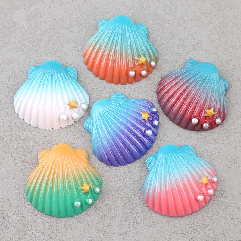 Gradient Shell Starfish Resin Charms Ocean Series DIY Hair Fridge Magnet Phone Case Shoe Buckle Craft Accessories