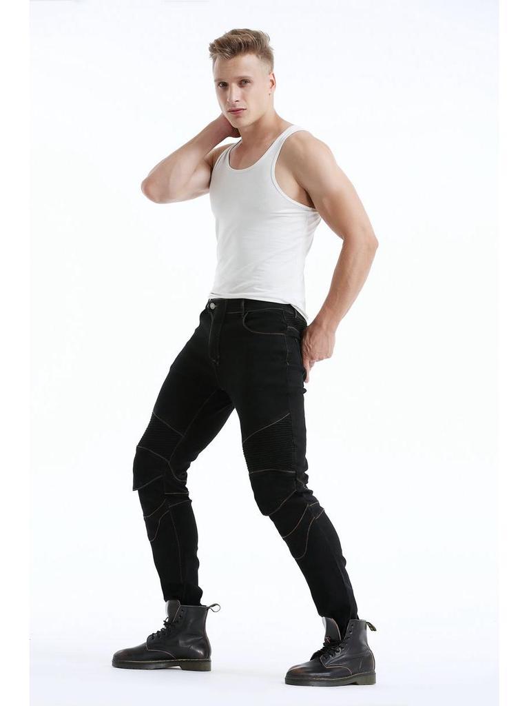 High Elasticity Straight Leg Motorcycle Riding Jeans