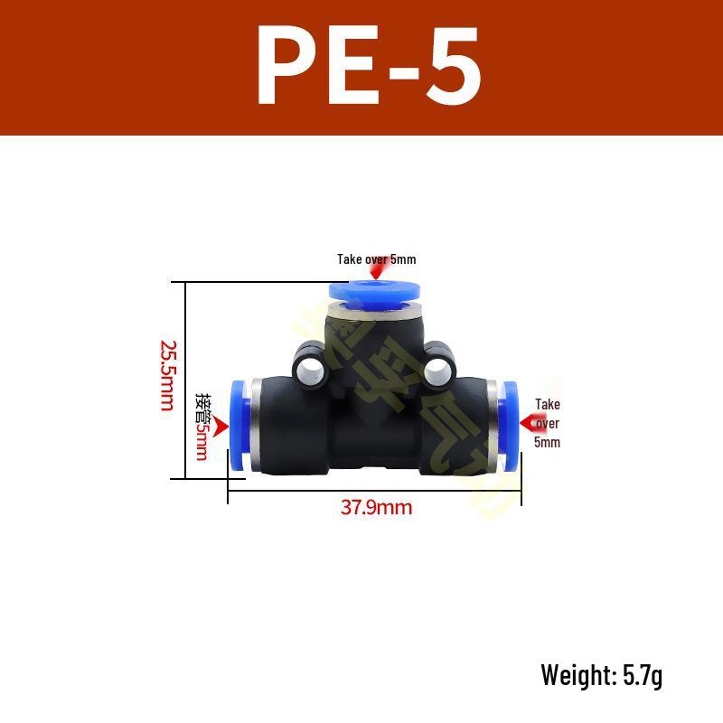Pneumatická T-redukce rychlospojka pro PE trubky (4-14 mm)