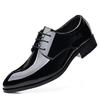 Men's Business British Large Size Dress Shoes Groom Wedding Shoes Business Leather Shoes Black