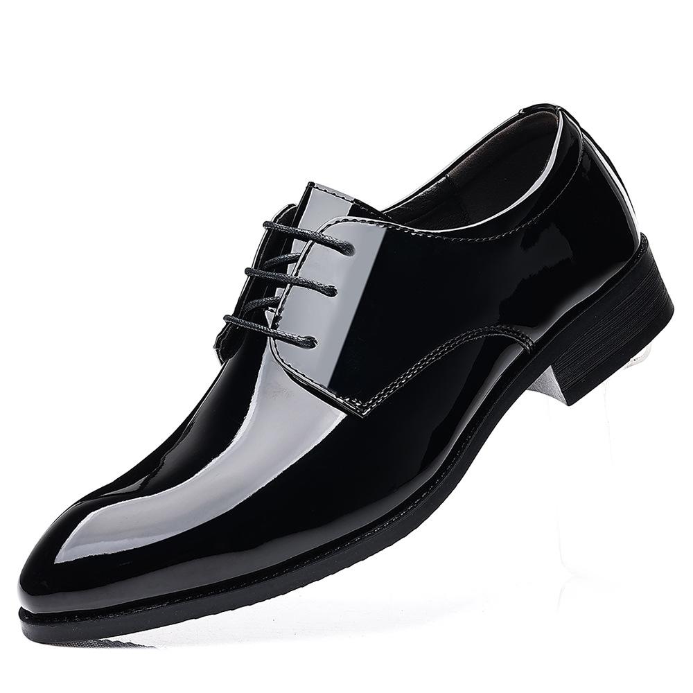 Men's Business British Large Size Dress Shoes Groom Wedding Shoes Business Leather Shoes Black