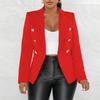 Black Women Blazers Turn Down Collar Long Sleeve Single Breated Slim Fit Button Up Causal Office Work Jackets for Ladies