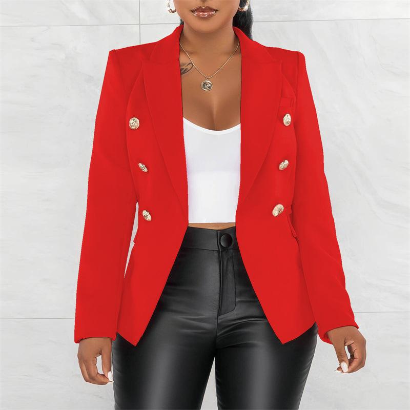 Black Women Blazers Turn Down Collar Long Sleeve Single Breated Slim Fit Button Up Causal Office Work Jackets for Ladies