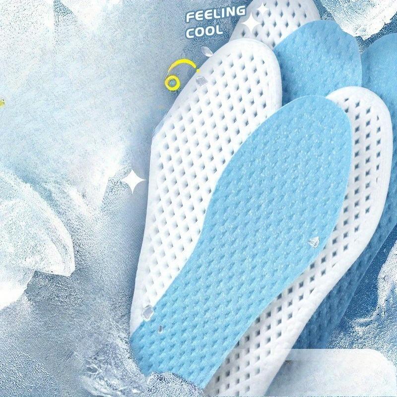 Soft Comfortable Summer Cooling Insoles - Blue, Reusable Breathable Honeycomb Design, Fit for All Shoes