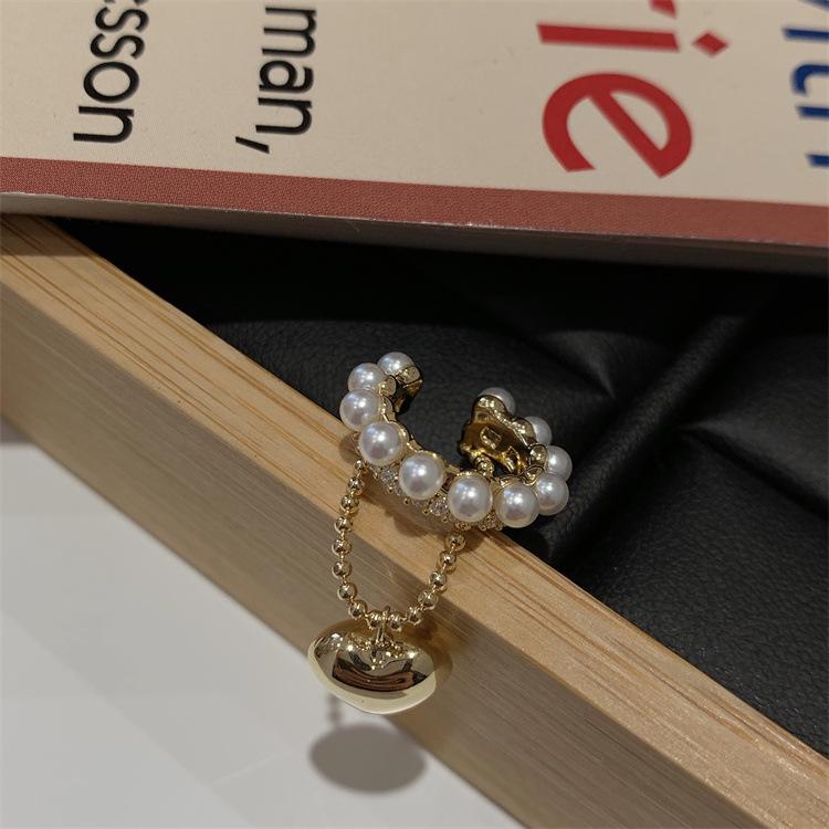 Süße & Würzig Quaste Herz Perle Nicht-Piercing Ohrklemme, Damen Elegante S925 Silber Ohrringe, Modeschmuck.