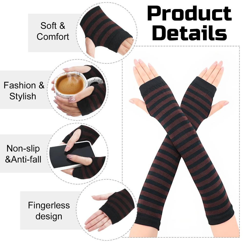 Ladies' 8-pair arm sleeves, 13-inch fingerless gloves, long gloves, winter full-finger knitted arm sleeves